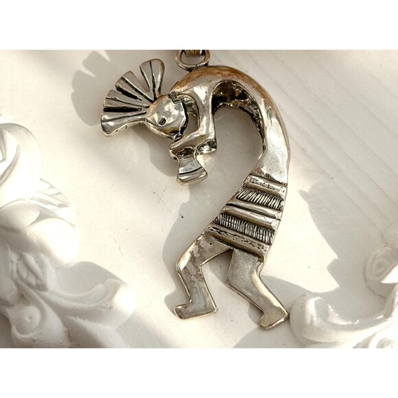 Sterling Silver Kokopelli Fertility Deity Carved Native American Vintage Pendant - Picture 6 of 10